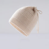 Unisex Drawstring Cashmere Knit Hat Versatile Cashmere Beanie